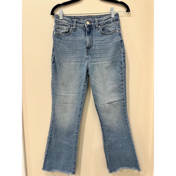 No Boundaries Denim - Y2K No Boundaries Womens High Rise Flare Jeans Medium Wash Raw Hem Size 3